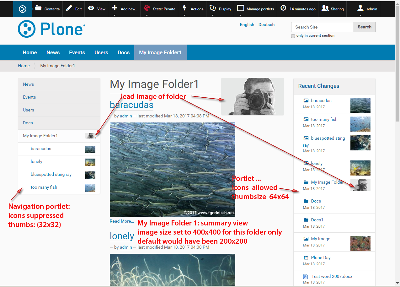 Example: preview images and icons with different settings